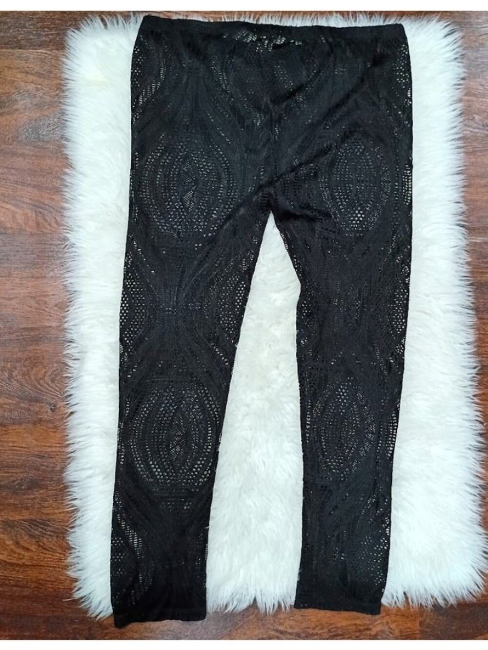 Vertigo Paris XL Black Mesh Lace Pants Whimsy Boho Resortwear Lace - Picture 12 of 13